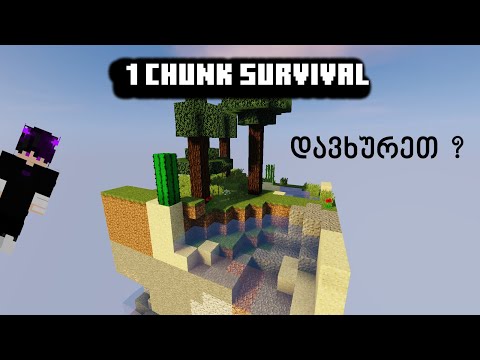 დავხურეთ ? ! Minecraft 1 Chunk  @Lukssssona ზომბების შემოტევა